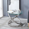 Modern Coffee Table Round Tempered Glass Top Chrome Base Sofa Side End Table