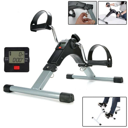 Folding Pedal Exerciser Mini Arm Leg LCD Exercise Bike Foot Hand Cycle Peddler