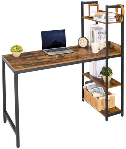 Industrial Metal Computer Desk Office/Study Desk Table with 3-layer Storage Rack
