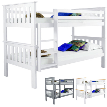 Double Bunk Bed For Kids Children 3FT Single Solid Wooden Bed Frame W/ Stairs