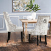 2pcs Knocker Dining Chairs Crushed Velvet Padded Ring Back Studded Dinner Seat