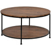 Round Coffee Table Sofa Table Cocktail Table with Storage Shelf for Living Room