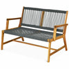 Garden Acacia Wooden Bench Chair Outdoor Patio Rope Loveseat Seating Furniture