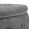 75cm Large Round Fabric Linen Chesterfield Footstool Pouffe Ottoman Coffee Table