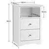 White Bedside Cabinet, Nightstand Bedside Table with 2 Drawers Cubby for Bedroom