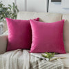 Pair of Crushed Velvet Cushion Covers 18 x 18 in Large Plain Plush Sofa Pillows