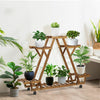 6 Pots Wood Plant Stand Sturdy Triangular Plant Shelf Flower Stand Storage Rack