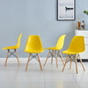 4x Retro Yellow Lounge Office Chair Dining Chairs Wooden Legs Kitchen Commercial