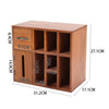 Home Office Retro Wooden Desktop Tidy Stationery Pen Organiser Holder Tissue Box