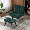 Fabric Upholstered Accent Chair with Footstool Tufted Back Occasional Armchair