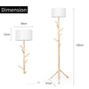Wood Floor Light Standing Lamp 6 Hooks Coat Rack 3 Positions Height Adjutable