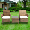 Outdoor Rattan Garden Furniture 3PCS Bistro Set Patio Wicker Table & Chair Set.