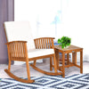 Patio Wooden Rocking Armchair Bistro Seat Home Garden Furniture Set w/ Table