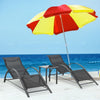 Steel Sun Lounger Set Reclining Bed Side Table Garden Furniture 2 Deck Chairs UK