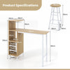 3 PCS Kitchen Dining Table Set Industrial Pub Table & Stools w/ Storage Shelves