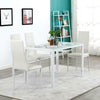 Glass Dining Table Set with 4 Faux Leather Chairs Seat Kitchen Furniture