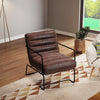 Retro Faux Leather Upholstered Armchair Industrial Steel Frame Accent Sofa Chair