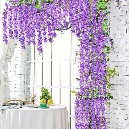 SYST Wedding Wisteria Fake Flowers Artificial Flower Vine Hanging Garland Decor