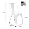 Set of 4 Dining Chairs Metal Kitchen Chairs Bistro Chair Stackable Tolix White