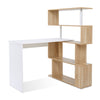 L Shaped Computer Desk Corner Desk 360 Degree Rotatable Shelves Natural wood