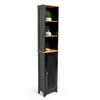 Tall Bathroom Cabinet | Black Wooden Tallboy Storage Cupboard w/ Shelves