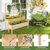 Wooden Raised Garden Bed w/ Trellis 2-Tier Elevated Planter Box Plant Container