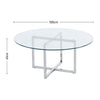 Coffee Table Living Room Accent Table 100cm Round Glass Top &Stainless Steel Leg