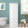 Bathroom Tall Cabinet Freestanding Storage Organizer Cupboard W/ 2 Large Drawers