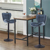 2x Blue Bar Stool Faux Leather Adjustable Kitchen Stool Pub Chair Swivel