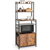 4-Tier Kitchen Baker’s Rack Industrial Storage Shelf Microwave Stand W/ 2 doors