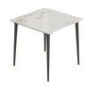 Industrial Square Marble Dining Table Kitchen Eating Table & Black Legs 4 Seater