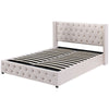 Ottoman Bed Frame Gas Lift Up Storage Double Size Beige Fabric Upholstered Bed
