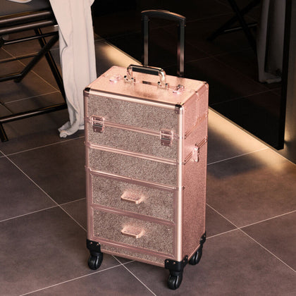 Makeup Trolley 4 in 1 Beauty Trolley Case Hairdressing Case with Drawer onWheels