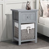 2PC Modern Bedside Tables Night Stand Cabinet Storage Drawer Wicker Basket Stand