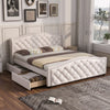 Upholstered Bed Double Size 4ft6 Bed Frame PU Leather with Storage Drawers QW