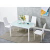 105cm 120cm Glass Dining Table and 4 /6 Padded Chairs Set Home Kitchen Furniture