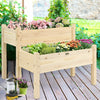 Raised Garden Bed 2-Tier Fir Wood Elevated Planter Flower Herb W/ Drain Holes