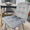 Dining Table Set Of 4 Round Grey Dining Table And 4 Grey Velvet Tufted Chairs