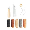 14 Leather Craft Punch Hand Stitching Carving Sewing Tool Thread Awl Thimble Kit