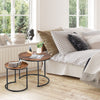 Set of 2 Round Nesting Coffee Table Compact Stacking Side Tables Space-saving