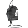 Outdoor Hanging Egg Chair with Stand, Cushion and Foldable Basket, Grey