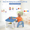 Kids Table and Chair Set Children Activity Art Study Desk Set W/ Building Blocks