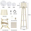 3-Tier Shelf Floor Lamp w/Shade Standing Light Open Shelves Storage Living Room