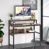 Simple Computer Desk with Bookshelf & Monitor Stand Riser Rustic Brown PC Table