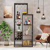Rustic Wooden Wine Rack Bar Bottle Storage Cabinet Stand Shelf with Glass Holder