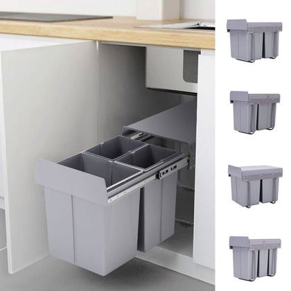 Integrated Recycle Bins Kitchen Cabinet 30/40L Pull Out Cupboard Mounted Base UK