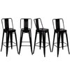 Pack Of 4 Glossy Black High Breakfast Bar Stools Kitchen Counter Metal Pub Chair