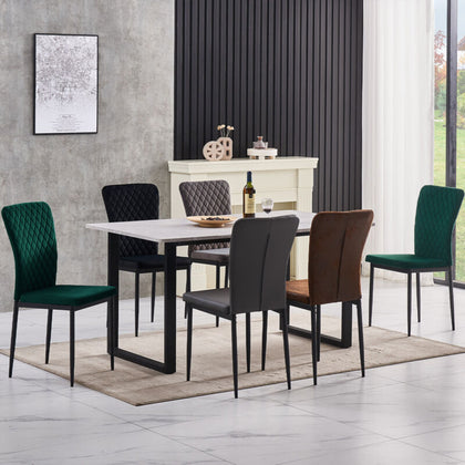 Grey Dining Table and Chairs 4/6 Set Retro Dining Room Chair Kitchen Home Office