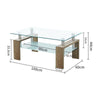 Tempered Glass Coffee Table Shelf Rectangle Livingroom Wood effect Legs