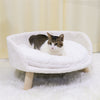 Super Soft Elevated Dog Bed - Half Round Raised Pet Sofa Chair Seat with Cushion